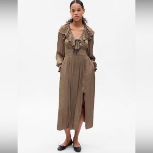 Satin Ruffle Midi Dress